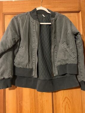 Women's Washed Hunter Green Bomber Jacket